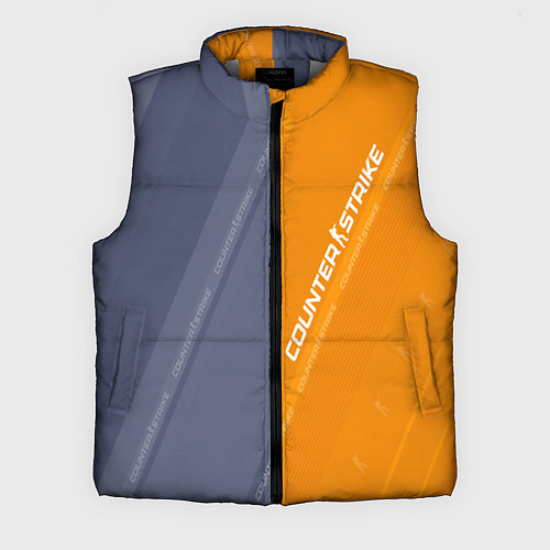 Мужской жилет Counter Strike 2 Blue Orange Pattern / 3D-Светло-серый – фото 1