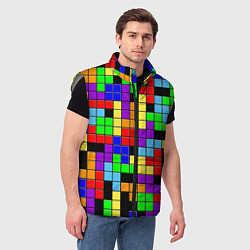 Мужской жилет Тетрис цветные блоки, цвет: 3D-светло-серый — фото 2