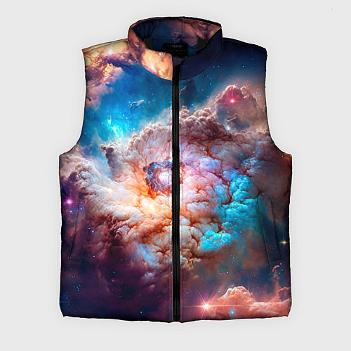 Мужской жилет Небула в космосе в голубо-розовых тонах - нейронна / 3D-Черный – фото 1