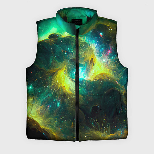 Мужской жилет Небула в космосе в зеленых тонах - нейронная сеть / 3D-Черный – фото 1