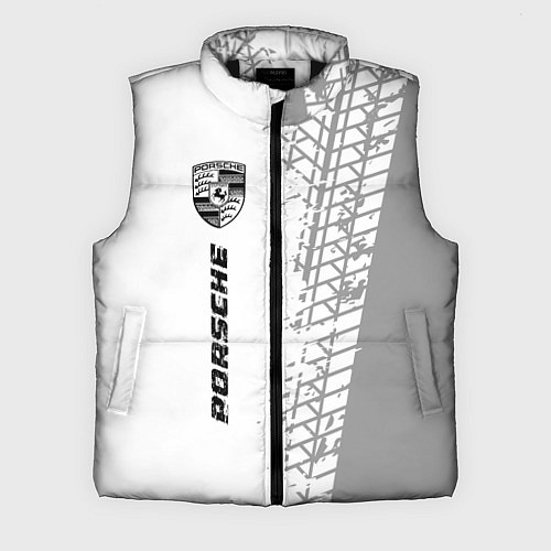 Мужской жилет Porsche speed на светлом фоне со следами шин: по-в / 3D-Черный – фото 1