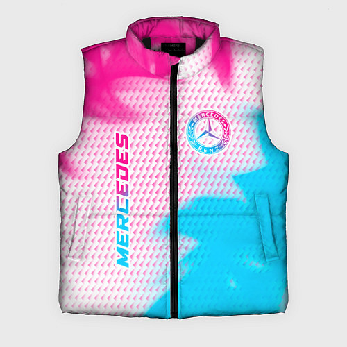 Мужской жилет Mercedes neon gradient style: надпись, символ / 3D-Черный – фото 1