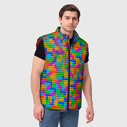 Мужской жилет Крупные блоки Тетрис, цвет: 3D-красный — фото 2