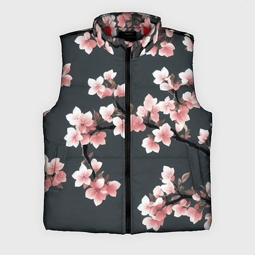 Мужской жилет Цветущее дерево на темном фоне / 3D-Красный – фото 1