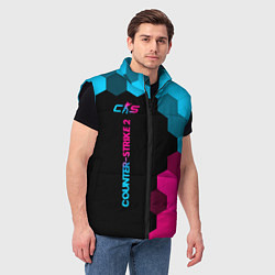 Мужской жилет Counter-Strike 2 - neon gradient: по-вертикали, цвет: 3D-черный — фото 2