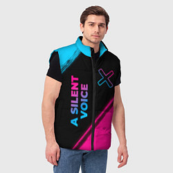 Мужской жилет A Silent Voice - neon gradient: надпись, символ, цвет: 3D-черный — фото 2