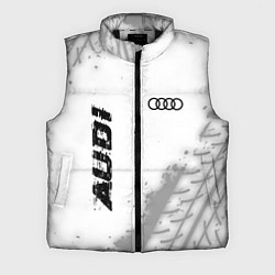 Мужской жилет Audi speed на светлом фоне со следами шин: надпись
