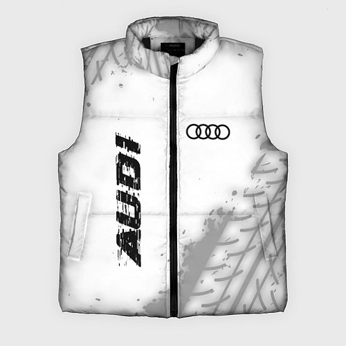 Мужской жилет Audi speed на светлом фоне со следами шин: надпись / 3D-Черный – фото 1