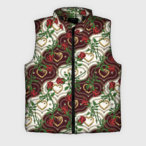 Мужской жилет Романтика - сердечки и розы / 3D-Черный – фото 1