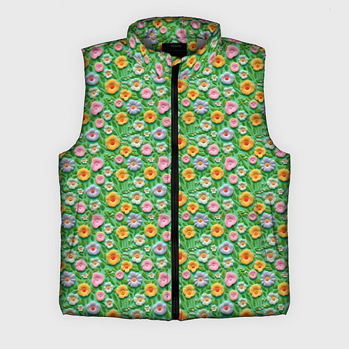 Мужской жилет Объемные текстурные цветочки / 3D-Светло-серый – фото 1