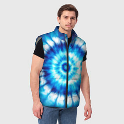 Мужской жилет Тай-дай бело-синий круг, цвет: 3D-светло-серый — фото 2