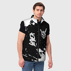 Мужской жилет Slayer и рок символ на темном фоне, цвет: 3D-черный — фото 2