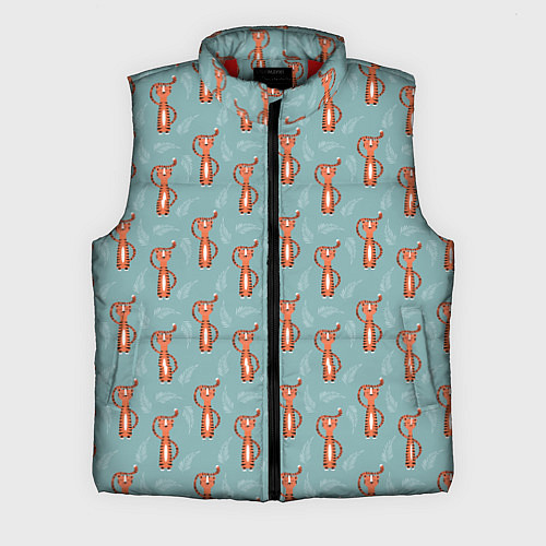 Мужской жилет Тигр на голубом фоне / 3D-Красный – фото 1