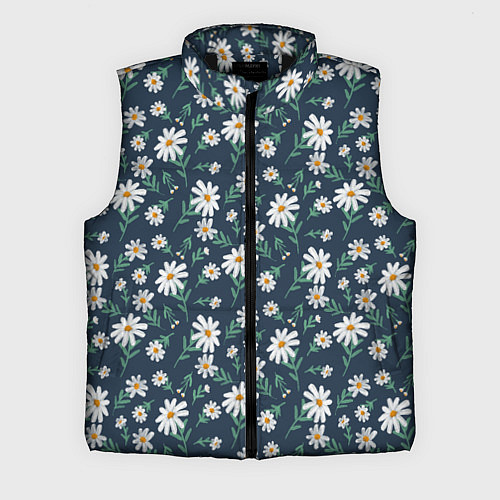 Мужской жилет Паттерн с ромашками / 3D-Черный – фото 1