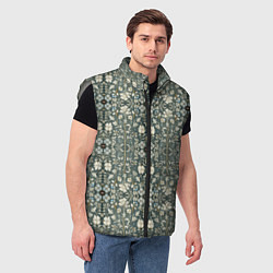 Мужской жилет Белые цветочки на сером фоне, цвет: 3D-светло-серый — фото 2