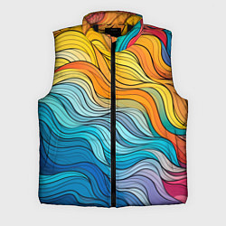 Мужской жилет Цветовой волнообразный паттерн, цвет: 3D-черный