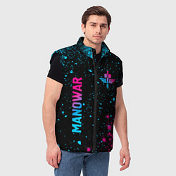 Мужской жилет Manowar - neon gradient: надпись, символ, цвет: 3D-черный — фото 2