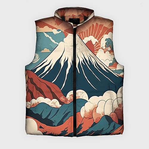 Мужской жилет Ретро Фудзияма / 3D-Черный – фото 1