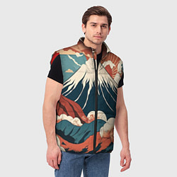 Мужской жилет Ретро Фудзияма, цвет: 3D-красный — фото 2