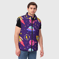 Мужской жилет Космическая тема паттерн, цвет: 3D-светло-серый — фото 2