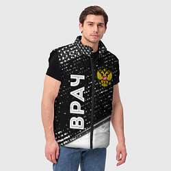 Мужской жилет Врач из России и герб РФ: надпись, символ, цвет: 3D-черный — фото 2