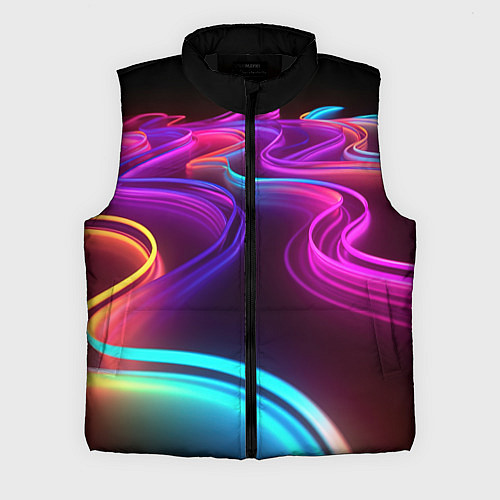 Мужской жилет Неоновые волны / 3D-Черный – фото 1