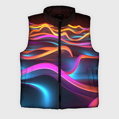 Мужской жилет Неоновые фиолетовые волны / 3D-Черный – фото 1