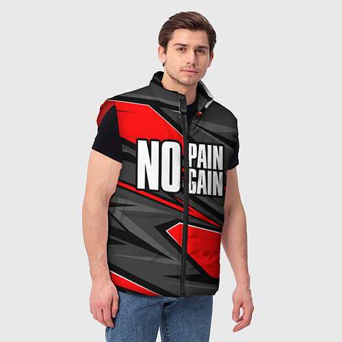 Мужской жилет No pain no gain - красный / 3D-Красный – фото 3