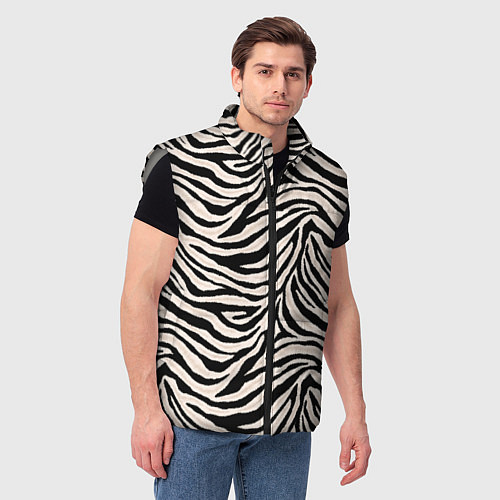 Мужской жилет Полосатая шкура зебры, белого тигра / 3D-Светло-серый – фото 3