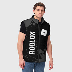 Мужской жилет Roblox glitch на темном фоне: надпись, символ, цвет: 3D-черный — фото 2