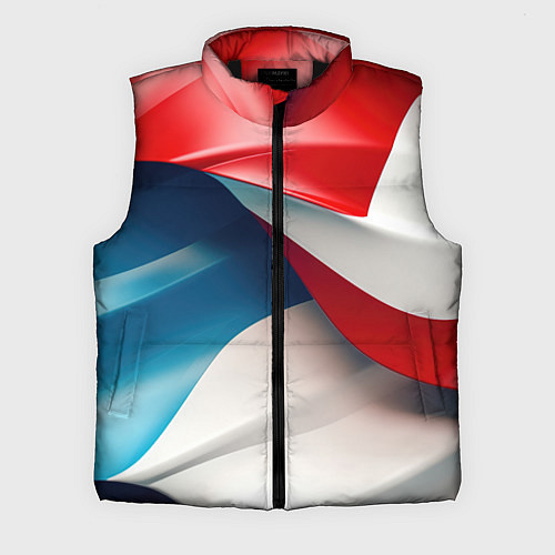 Мужской жилет Белые синие красные объемные волны / 3D-Черный – фото 1