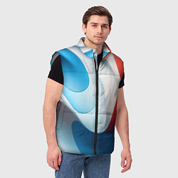 Мужской жилет Объемная белая синяя красная текстура, цвет: 3D-светло-серый — фото 2