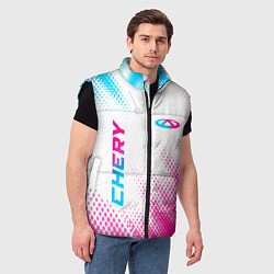 Мужской жилет Chery neon gradient style: надпись, символ, цвет: 3D-черный — фото 2