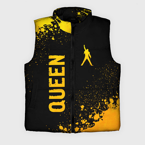 Мужской жилет Queen - gold gradient: надпись, символ / 3D-Черный – фото 1