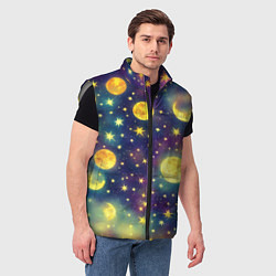 Мужской жилет Космос, Луна и Солнце, цвет: 3D-светло-серый — фото 2
