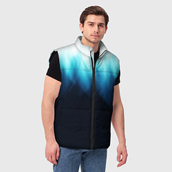 Мужской жилет Синее пламя огня на черном, цвет: 3D-черный — фото 2