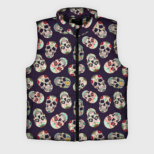 Мужской жилет Узор с черепами Pattern with skulls / 3D-Черный – фото 1