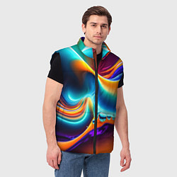 Мужской жилет Радужные линии абстракция, цвет: 3D-черный — фото 2