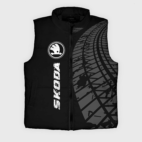 Мужской жилет Skoda speed на темном фоне со следами шин: по-верт / 3D-Черный – фото 1
