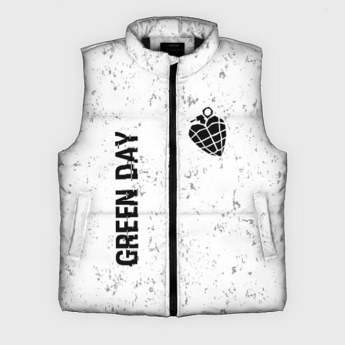 Мужской жилет Green Day glitch на светлом фоне: надпись, символ / 3D-Черный – фото 1