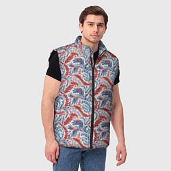 Мужской жилет Русские узоры текстура, цвет: 3D-черный — фото 2
