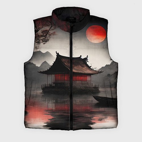 Мужской жилет Домик на озере / 3D-Черный – фото 1