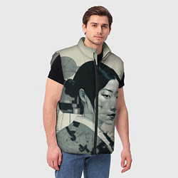 Мужской жилет Сосредоточение вокруг японской девушки, цвет: 3D-светло-серый — фото 2