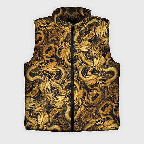Мужской жилет Золотые китайские драконы / 3D-Черный – фото 1