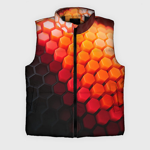 Мужской жилет Hexagon orange / 3D-Черный – фото 1