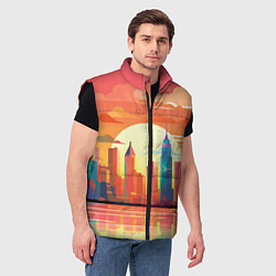 Мужской жилет Городской пейзаж на рассвете, цвет: 3D-черный — фото 2
