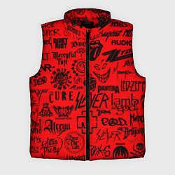 Мужской жилет Лучшие рок группы на красном, цвет: 3D-черный