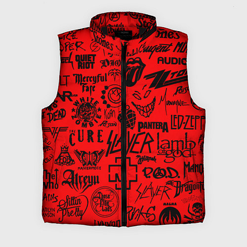 Мужской жилет Лучшие рок группы на красном / 3D-Черный – фото 1