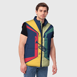 Мужской жилет Труба в разноцветных полосах Jazz music, цвет: 3D-черный — фото 2