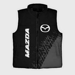 Мужской жилет Mazda speed на темном фоне со следами шин: надпись